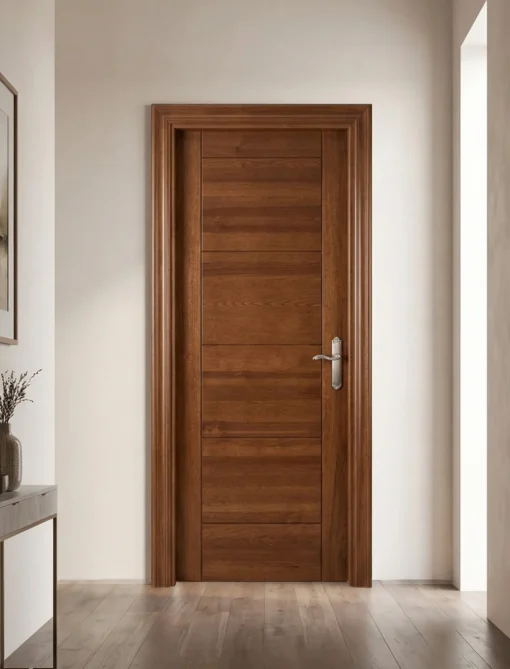 Puerta de interior pino teñido en nogal